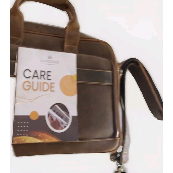 Luxorro Full-Grain Leather Laptop Bag Briefcase  for Men, 15.6-inch, Dark Brown - Picture 9 of 16